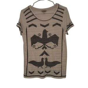 Lucky Brand M Unique Eagle Bird Embroidered Top Festival Boho Hippie